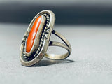 Wonderful Vintage Native American Navajo Coral Sterling Silver Ring-Nativo Arts