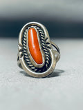 Wonderful Vintage Native American Navajo Coral Sterling Silver Ring-Nativo Arts