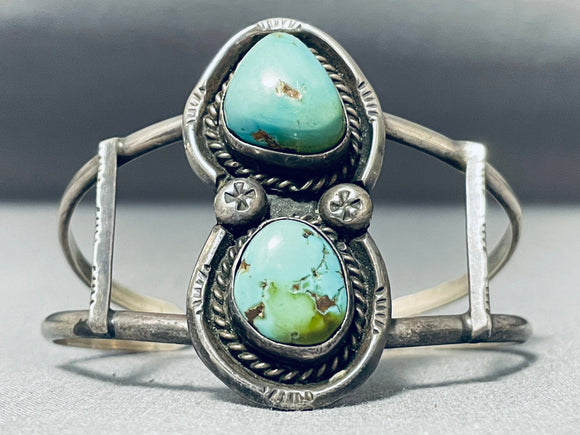 Wonderful Vintage Native American Navajo Green Turquoise Sterling Silver Bracelet-Nativo Arts