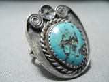 Wonderful Vintage Native American Navajo Kingman Turquoise Sterling Silver Ring-Nativo Arts