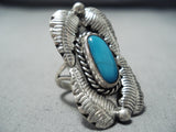 Wonderful Vintage Native American Navajo Kingman Turquoise Sterling Silver Ring-Nativo Arts