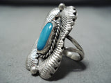 Wonderful Vintage Native American Navajo Kingman Turquoise Sterling Silver Ring-Nativo Arts