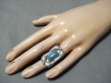 Wonderful Vintage Native American Navajo Kingman Turquoise Sterling Silver Ring-Nativo Arts