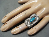 Wonderful Vintage Native American Navajo Kingman Turquoise Sterling Silver Ring-Nativo Arts