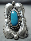 Wonderful Vintage Native American Navajo Kingman Turquoise Sterling Silver Ring-Nativo Arts
