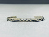 Wonderful Vintage Native American Navajo Sterling Silver Handstamped Bracelet-Nativo Arts