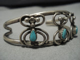 Wonderful Vintage Native American Navajo Triple Spiders Turquoise Sterling Silver Bracelet-Nativo Arts
