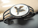 Wonderful Vintage Native American Zuni Mother Of Pearl Sterling Silver Bracelet-Nativo Arts