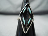 Wonderful Vintage Native American Zuni Needlepoint Turquoise Sterling Silver Ring-Nativo Arts