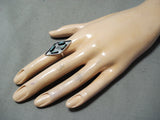 Wonderful Vintage Native American Zuni Needlepoint Turquoise Sterling Silver Ring-Nativo Arts