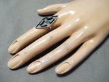 Wonderful Vintage Native American Zuni Needlepoint Turquoise Sterling Silver Ring-Nativo Arts