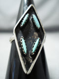 Wonderful Vintage Native American Zuni Needlepoint Turquoise Sterling Silver Ring-Nativo Arts