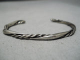 Wonderful Vintage Navajo Sterling Silver Twist Bracelet Old Native American-Nativo Arts