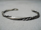 Wonderful Vintage Navajo Sterling Silver Twist Bracelet Old Native American-Nativo Arts