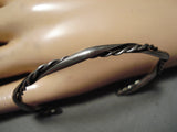 Wonderful Vintage Navajo Sterling Silver Twist Bracelet Old Native American-Nativo Arts