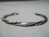 Wonderful Vintage Navajo Sterling Silver Twist Bracelet Old Native American-Nativo Arts