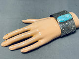 World Of Silver Works San Felipe Turquoise Repoussed Sterling Bracelet-Nativo Arts