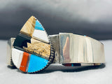 Wow Side Inlay Advanced Technique Native American Navajo Turquoise Sterling Silver Bracelet-Nativo Arts