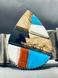Wow Side Inlay Advanced Technique Native American Navajo Turquoise Sterling Silver Bracelet-Nativo Arts