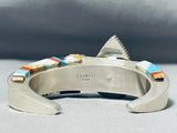 Wow Side Inlay Advanced Technique Native American Navajo Turquoise Sterling Silver Bracelet-Nativo Arts