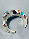 Wow Side Inlay Advanced Technique Native American Navajo Turquoise Sterling Silver Bracelet-Nativo Arts