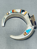 Wow Side Inlay Advanced Technique Native American Navajo Turquoise Sterling Silver Bracelet-Nativo Arts