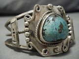 Wow! Very Early Deposit #8 Turquoise Vintage Native American Navajo Sterling Silver Bracelet Old-Nativo Arts