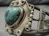 Wow! Very Early Deposit #8 Turquoise Vintage Native American Navajo Sterling Silver Bracelet Old-Nativo Arts
