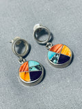 Yazzie Vintage Native American Navajo Turquoise Sterling Silver Earrings Signed-Nativo Arts