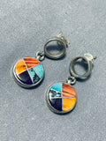 Yazzie Vintage Native American Navajo Turquoise Sterling Silver Earrings Signed-Nativo Arts