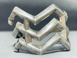 Zig Zag Rows Vintage Native American Navajo Sterling Silver Bracelet-Nativo Arts