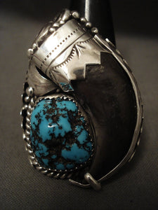A Seriously Gigantic Navajo Old Morenci Turquoise Native American Jewelry Silver Ring-Nativo Arts