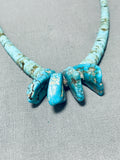 Native American Important Vintage Santo Domingo Old Kingman Turquoise Sterling Silver Necklace-Nativo Arts