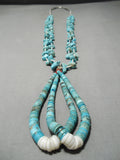 Wow Vintage Native American Navajo Sky Blue Turquoise Boulder Jacla Necklace Old-Nativo Arts