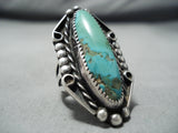 Incredible Vintage Native American Hopi Pilot Mountain Turquoise Sterling Silver Ring Old-Nativo Arts