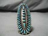 Magnificent Vintage Zuni Native American Blue Gem Turquoise Sterling Silver Ring-Nativo Arts