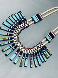 Native American One Of The Best Ever Santo Domingo Turquoise Ehsll Inlay Necklace-Nativo Arts