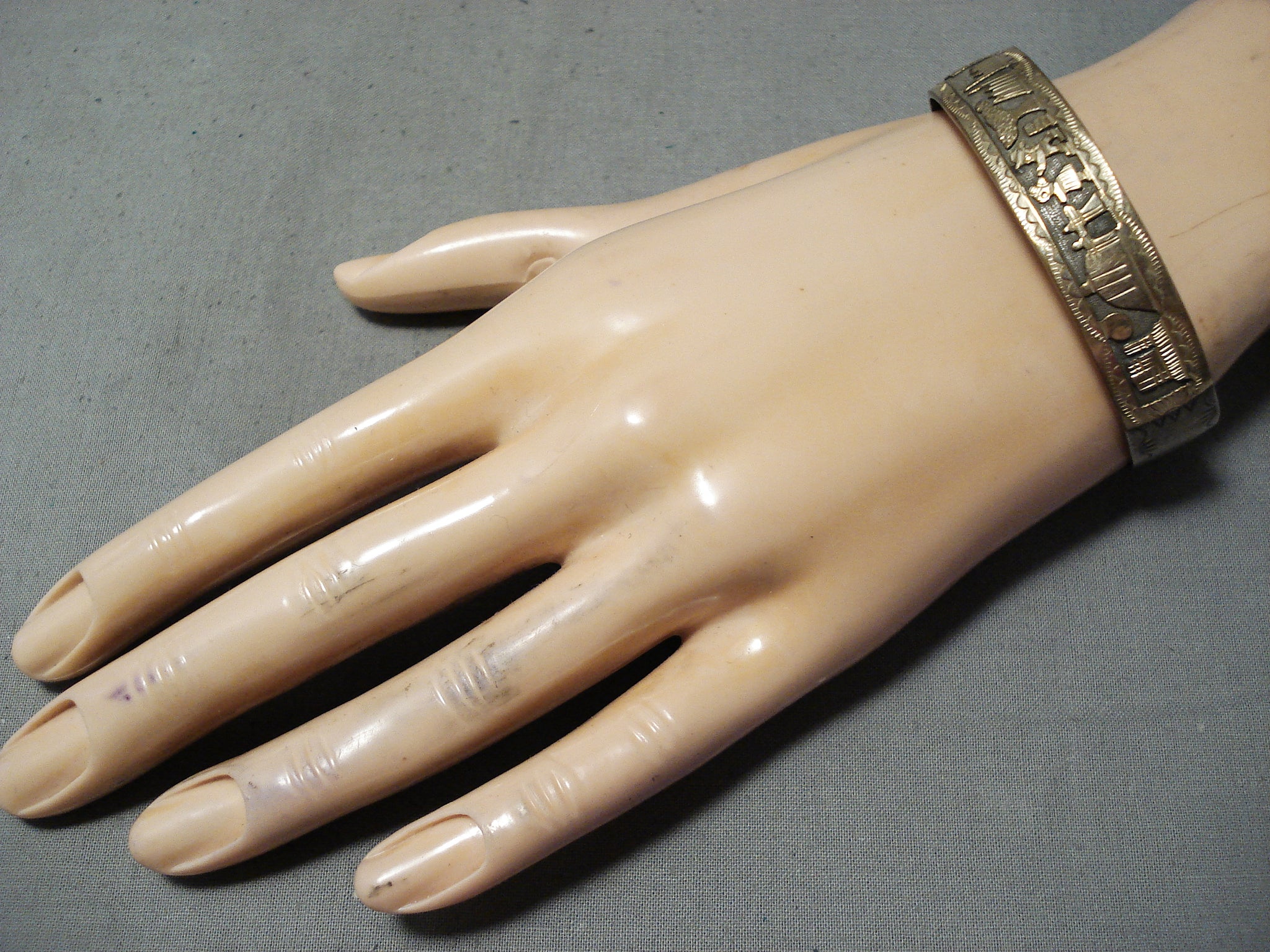 Bracelet Vintage En Argent 925 Doré Avec Nacre - Style Jonc - Occasion Bon état