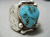 Huge Heavy Vintage Navajo Turquoise Sterling Silver Native American Ring-Nativo Arts