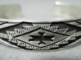 Signed Vintage Navajo Native American Sterling Silver Bracelet Old-Nativo Arts
