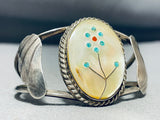 Marvelous Vintage Native American Zuni Mother Of Pearl Sterling Silver Bracelet-Nativo Arts