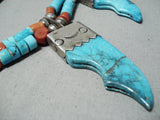 One Of Best Vintage Native American Navajo Turquoise Sterling Silver Squash Blossom Necklace-Nativo Arts