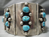 Best Vintage Native American Navajo Turquoise Sterling Silver Channel Link Bracelet Old-Nativo Arts
