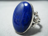 One Of The Best Vintage Native American Navajo Orville Tsinnie Lapis Sterling Silver Ring-Nativo Arts