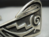 Intricate Vintage Native American Navajo Sterling Silver Geomtric Bracelet Cuff-Nativo Arts