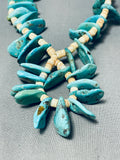 One Of Most Unique Vintage Native American Navajo Old Jacla Chunk Turquoise Necklace-Nativo Arts