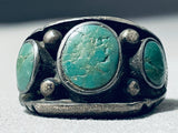 Marvelous Vintage Native American Navajo Cerrillos Turquoise Sterling Silver Ring-Nativo Arts