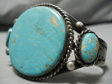 Very Important Vintage Native American Hopi Guild Turquoise Sterling Silver Bracelet Old-Nativo Arts