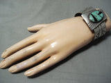 Incredible Vintage Native American Navajo Royston Turquoise Inlay Sterling Silver Bracelet-Nativo Arts