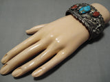 One Of The Best Vintage Native American Navajo Silver Sterling Garden Bracelet Cuff Old-Nativo Arts